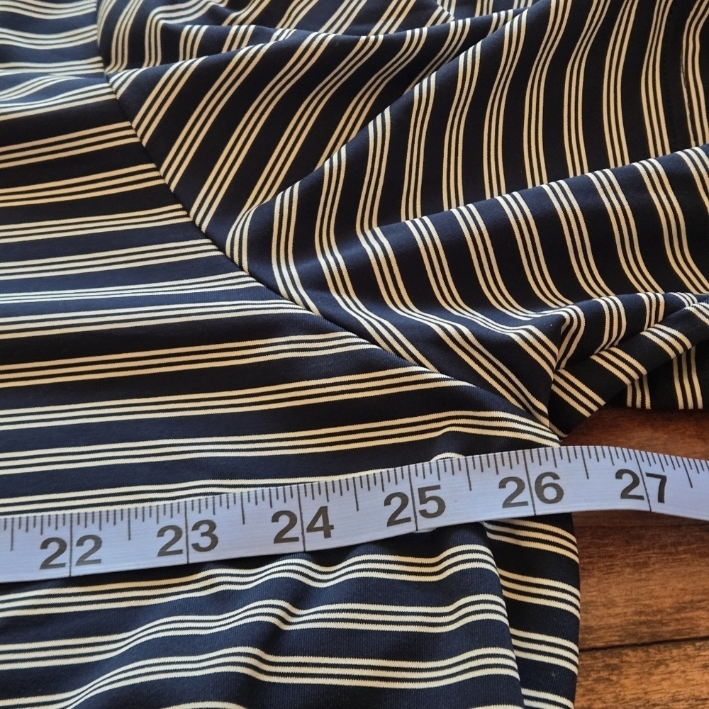 Adidas Men's 2XL Golf Polo 2 Color Striped Blue and White Shirt Side Slits - Picture 10 of 12